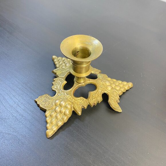 Vintage Brass Ornate Candlestick, Golden Decorative Candle Holder, Dining Rustic - Picture 9 of 10